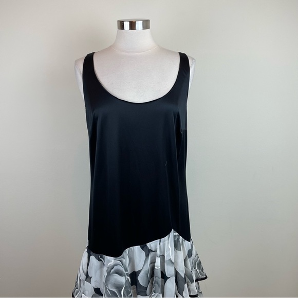 Vintage Pat Richards By Michael Maiello Black White Rose Floral Dress Size 16 - Picture 7 of 11